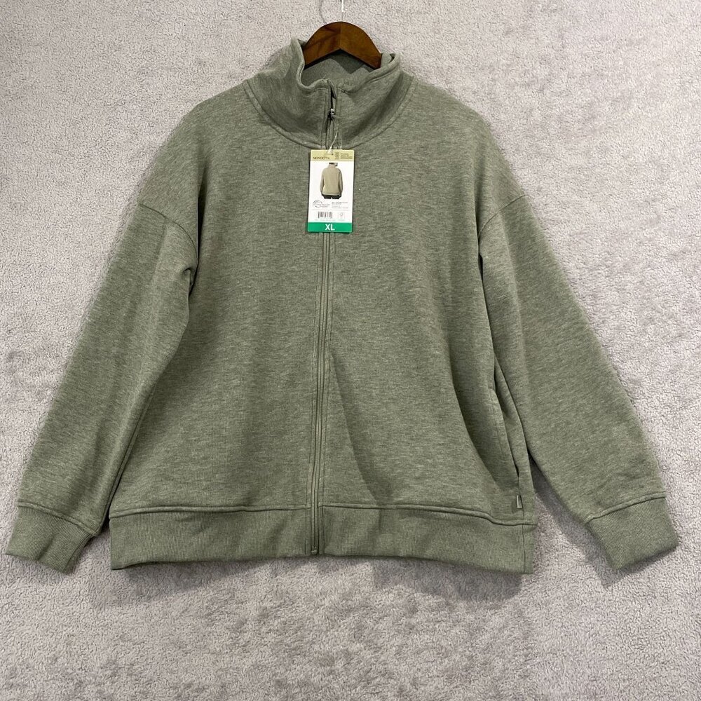 NEW Mondetta Women's XL Heather Green Full-Zip Jacket Fleece-Lined